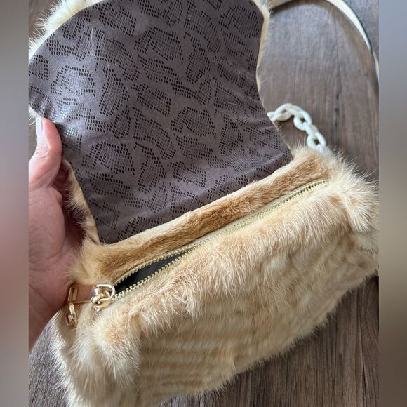 Luxury Real Mink Fur Handmade Fold Over Flap Bag/Shoulder Bag/Crossbody - Picture 14 of 16
